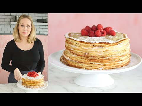 Raspberry and Chocolate Hazelnut Crepe Cake - Frosted