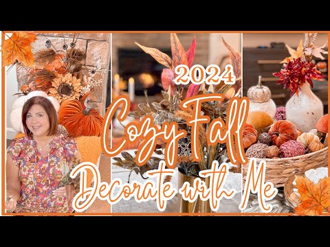 🍁NEW🍁 FALL DECORATE WITH ME 2024 | HOW TO | COZY LIVING ROOM AUTUMN DECOR | 🍂 EASY Fall Decor Tips!