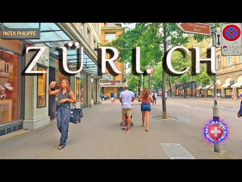 ZURICH SWITZERLAND ✨ Stroll around BAHNHOFSTRASSE & Münsterbrücke / City Center evening walk 4K