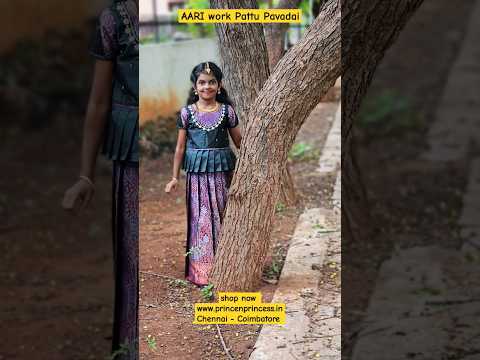 beautiful AARI work Pattu Pavadai for little Princess #fashion #kidstraditionalwear #pattupavada