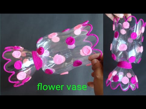 Bottle reuse ideas/ bottle flower vase idea/ plastic bottle reuse for decorations