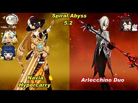 (5.2) C0 Navia Hypercarry & C0 Arlecchino Duo Spiral Abyss Floor 12 Full Star_F2P