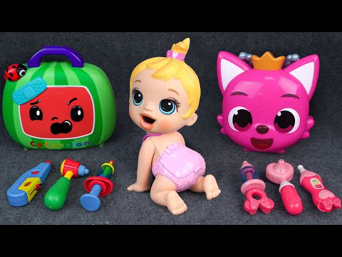 110 Minutes Doctor Play Set ASMR, Satisfying Unboxing Pinkfong Ambulance Set | Tina Unboxing Toys