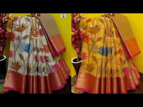 Banarsi kora organza tissue silk saree Minakari resum weaving