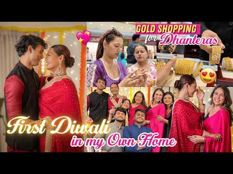 My FIRST Diwali in MY OWN HOME🥹 Dhanteras Gold Shopping! Bestfriend Surprise & Gifts! Wholesome VLOG