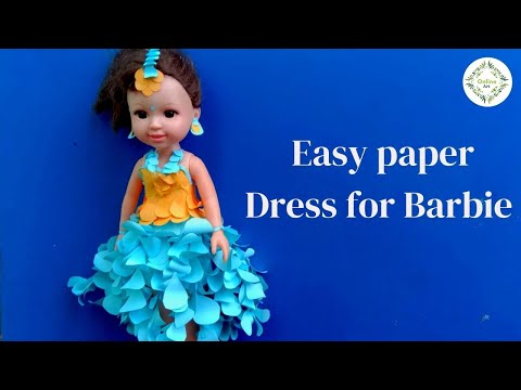 Easy paper dress   #diy #onlineart #papercraft #kidscraft #origami #craft #doll #dolldress #barbie