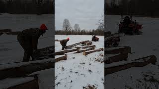 Moving logs with my boat trailer! Nothing will stop me! #logboat #cabin #tractor #homestead