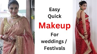 Easy Quick Makeup for weddings and festivals | Makeup For saree Lehenga Aanchal