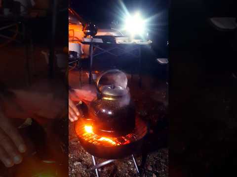 Cooking meat outdoors