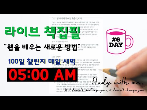 라이브 책집필 (6일차) | 100일 챌린지 | 미라클모닝 | 웹을 배우는 새로운 방법 | Live | Early morning study with me | Writing