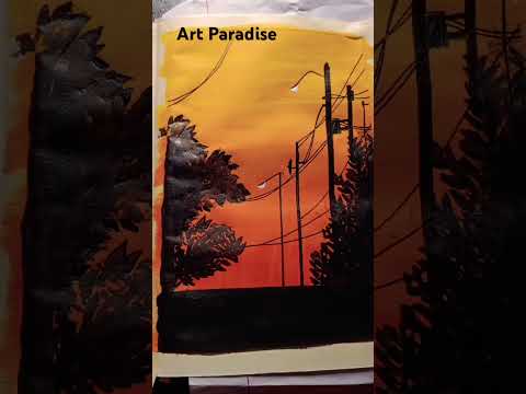 Easy sunset art#art #viralvideo #easydrawing #viralvideo #viralvideo #painting #reels #viralahorts