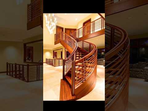 Stylish wooden stair railing #railing #staircaserailing #railingdesign #shorts #trending #home #2025