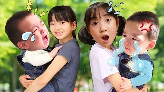 【寸劇】双子の赤ちゃんのお世話は大変！？素敵なお姉ちゃんになれる？Kaho Pretend nanny 赤ちゃんのお世話ごっこ kids