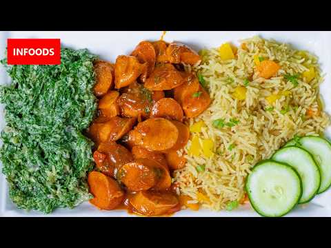 Curried Rice Sausages and Spinach Recipe a Balanced Lunch or Dinner Idea | Infoods