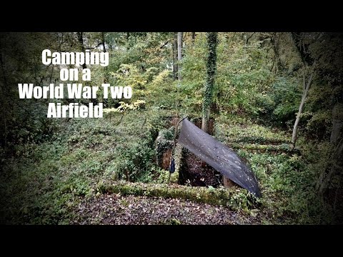 Overnight Camp on an Abandoned World War Two Airfield.  Air Raid Shelter. Canvas Swag. Honey Stove.