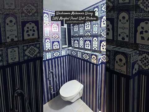 #washroomtiles #diywashroom #diywalldecor #diywallpaper #wallstickers #muralwork #mughalart #diyhome