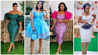 LACE SHORT GOWN STYLES/KNEE LENGTH LACE STYLES#wedding #trending #asoebistyles #elegant #fashion