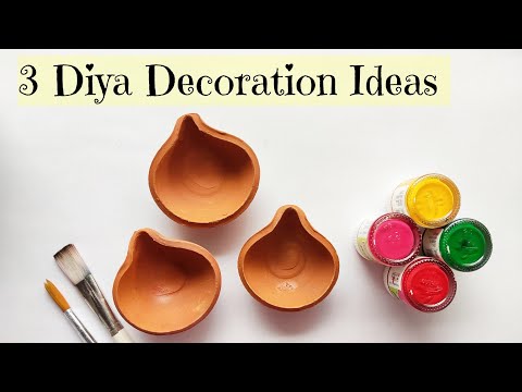 3 😍 Beautiful Diya Decoration Idea • DIY Diya Painting Ideas • Diya Decoration With Acrylic Colour