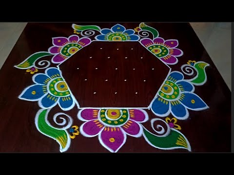 Sankranti chukkala muggulu 🦚beautiful 7 dots sankranti muggulu#sankranthi#rangoli #festival#muggulu