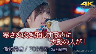 【 歌うま 】寒さを吹き飛ばす歌声に大勢の人が！　"703号室（岡谷柚奈） " オリジナル曲「偽物勇者」Kabukicho Music Live より