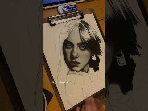 BILLIE DRAWING 💙 (tiktok:raymond.portraits) #artistdrawing #art #shortsvideo #artist #billieeilish