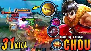 31 Kills!! Chou Crazy LifeSteal with Brutal Damage!! - Build Top 1 Global Chou ~ MLBB