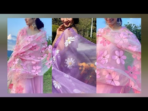 lovely hand painted floral dress designs|| beautiful colourful dresses|| aesthetic dresses for girls