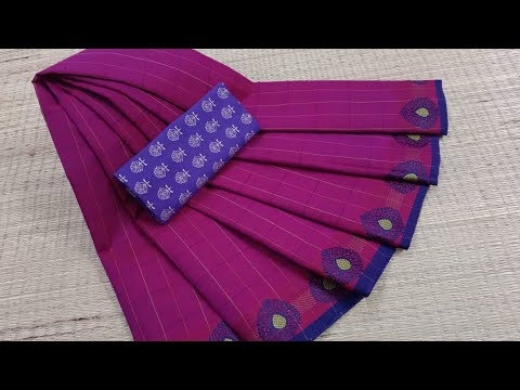 Chettinadu cotton fancy border Sarees 630 only Whatsapp 9790271649 With Blouse 730