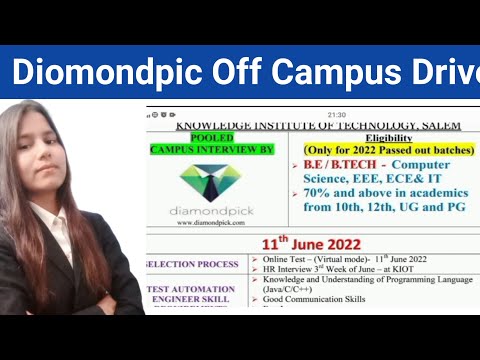 Diamondpic Off Campus Drive 2022 | Last date - 11 June 2022 | Complete Registration Process