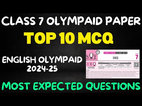 Best Olympiad Questions || Class 7th English || Sample Paper 2024-25 // Class 7 Olympiad Questions