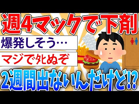 【悲報】ワイ、マクド週4で食べて下剤も昨日から飲みはじめてるけど2週間便意無し【2ch面白いスレ】