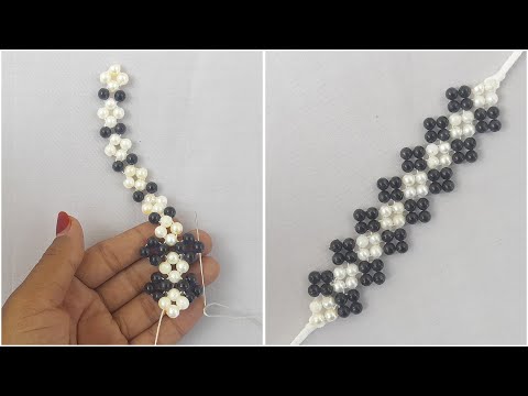 Making beautiful parl bracelet Diy Black & white beads bracelet