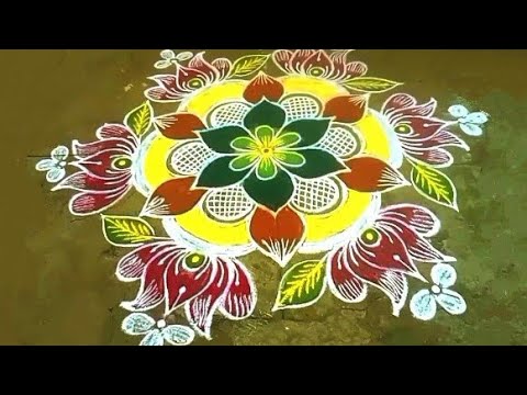 new year special beautiful flower kolam by laks Rangoli designs