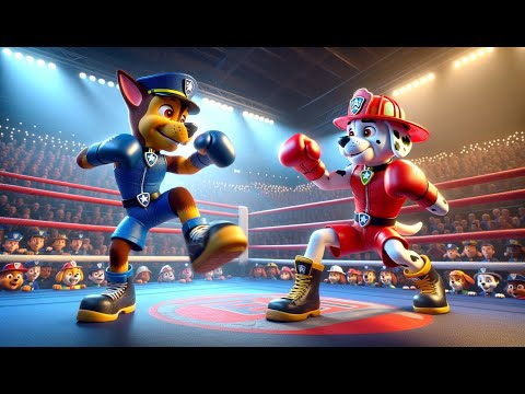 Paw Patrol Ultimate Rescue | MARSHALL & CHASE Battle On KickBoxing Stage?! Funny Story | Rainbow 3