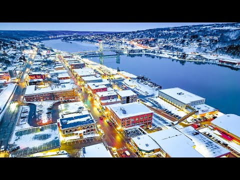 ❄️🅻🅸🆅🅴❄️Houghton City Michigan🥶Panorama🎄Portage Lake Effect Superior Snow Winter