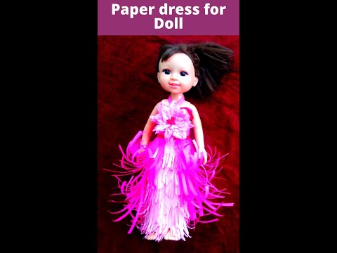 Easy paper dress   #diy #onlineart #papercraft #kidscraft #origami #craft #doll #dolldress #barbie