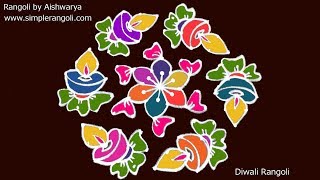 6 Different & Small Beginners Deepam Kolam | Rangoli Designs Evening Beautiful 11 Dots Muggulu