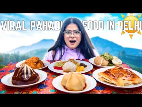 VIRAL DELHI STREET FOOD | Eating Only Pahadi Street Food In DELHI | Momos, Laphing, Siddu & More