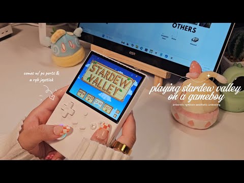 🌾playing stardew valley & retro games on a gameboy | anbernic rg40xxv aesthetic unboxing