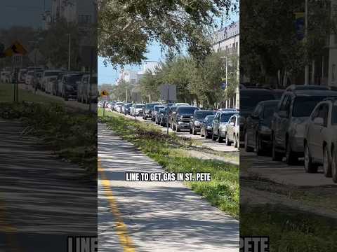 Massive, winding lines in St. Pete just to get gas in St. Petersburg, Florida ⛽️#HurricaneMilton