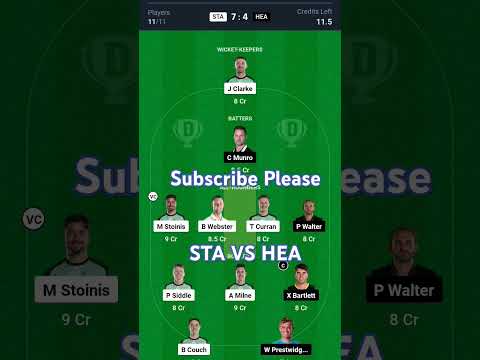 SAT vs HEA Dream11 Prediction |Dream11 Team of Today Match |STA vs HEA Dream11 Team Today | #BBL