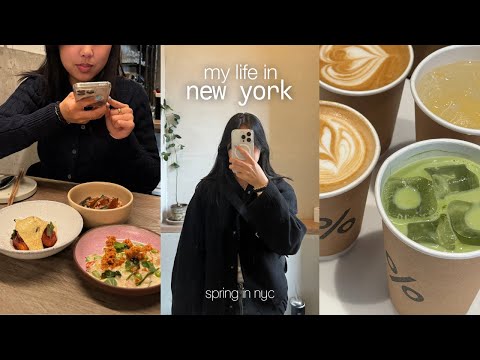 nyc vlog | matcha, at-home cafe, jellycats, nyc pizza, bagels, new restaurants, spring flowers