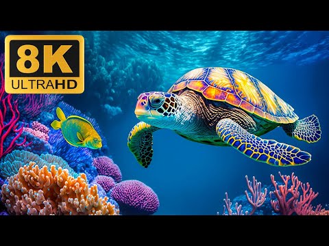 8K AQUARIUM - 8K (60FPS) ULTRA HD - FEMALE SEA ANIMAL - With Calming Music (Nature Sounds)