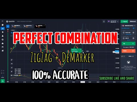 PERFECT COMBINATION - ZigZag + DeMarker 100% Accurate - Quotex trading strategy