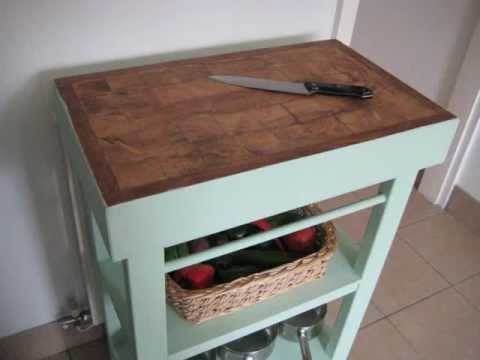 Shabby Chic butchers block antique green