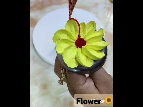 How to make instant whipped cream flowers 🌼#YouTube shorts #short video #teast of homemade