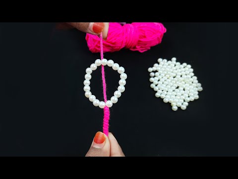 Beautiful and Unique flower making with pearl and yarn - Super Easy Flower decor idea - DIY flower