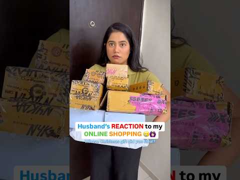 Husband’s REACTION on Wife’s ONLINE SHOPPING 🛍️🤣 #Ytshorts #Shorts