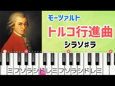 超初心者 トルコ行進曲【ピアノ簡単】ドレミ付き ぴあのんぴっぴ