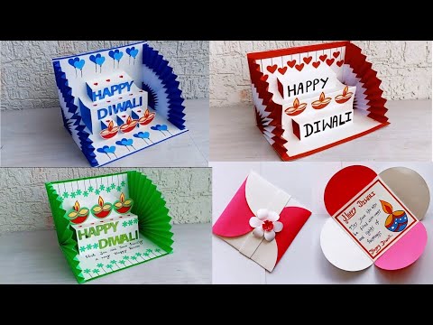 DIY - 4 Diwali cards | Deepawali Festival Card | Happy Diwali Card | Festival Card